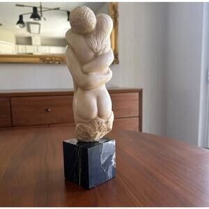 Peggy Mach – Mid-Century “Embracing Nudes” Resin Sculpture on Marble Base
